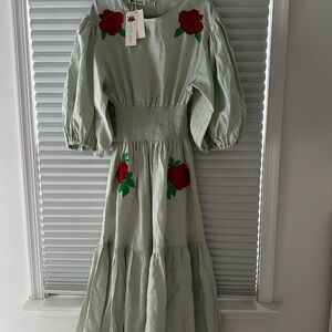 Fanm Mon XXL Mint Green Linen Sandras Dress, 100% Linen